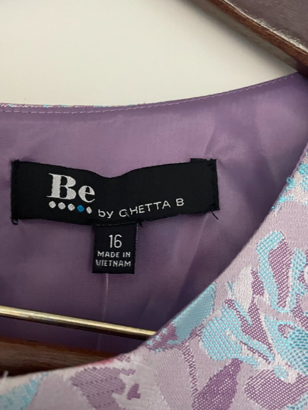 Be by Chetta B Dress Lavender Gold Pleated cocktail Formal Size 16 NWT - Picture 5 of 8